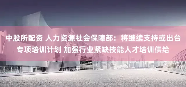 中股所配资 人力资源社会保障部：将继续支持或出台专项培训计划 加强行业紧缺技能人才培训供给